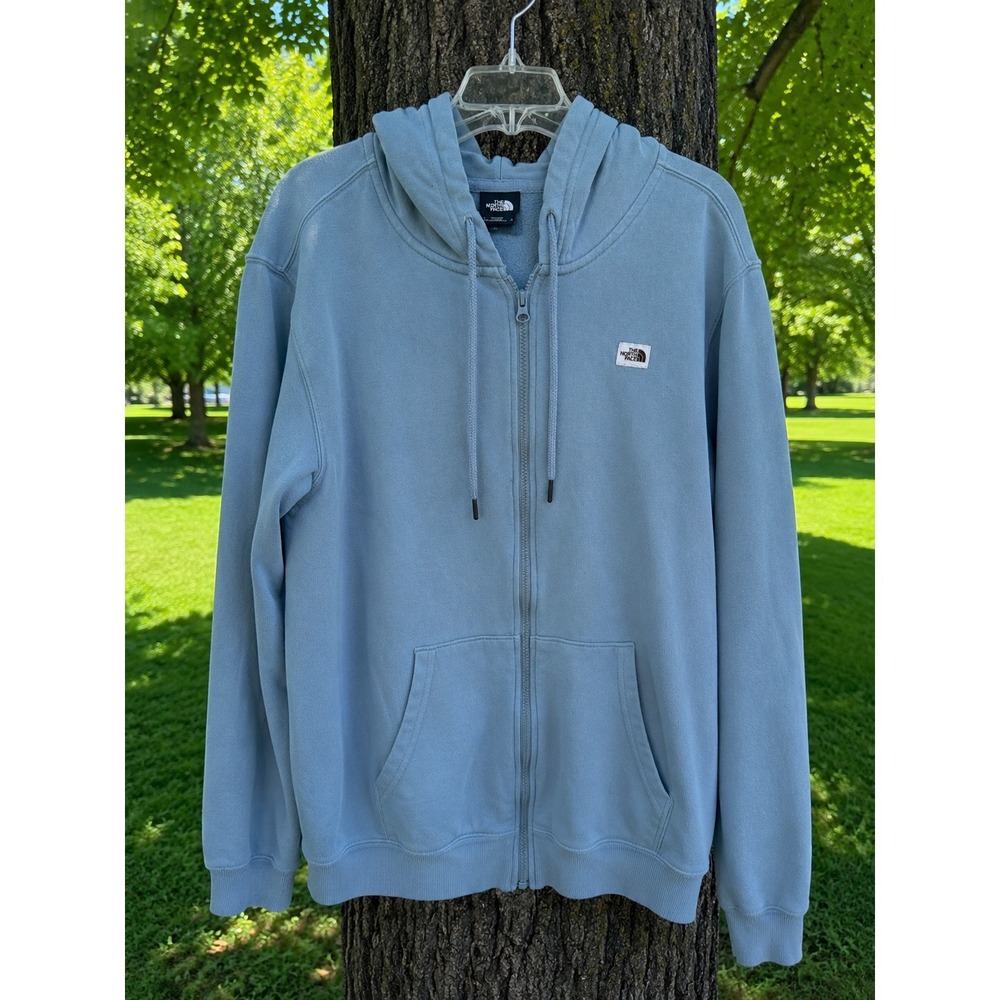 THE NORTH FACE Full Zip Hoodie Mens Large Baby Blue Sweatshirt Outdoor Gorpcore